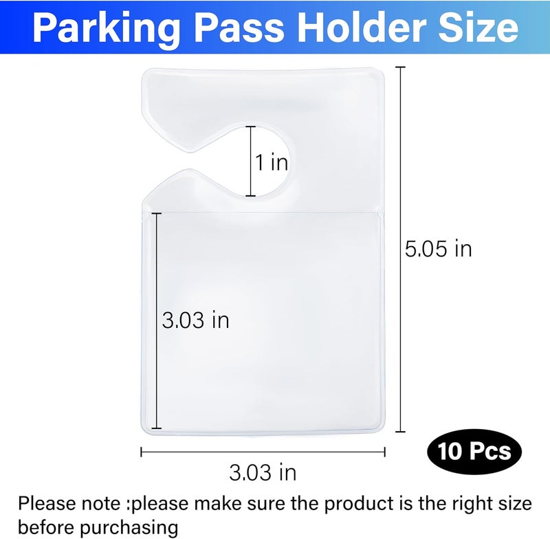 ecocstm 10 PCS Clear Parking Permit Holder, Rear View Mirror Hanger, Car Vertical Parking Lot Pass, Hang Tag Holde, Parking Pass Holder for Car Passes, Permits, Stickers - Image 2